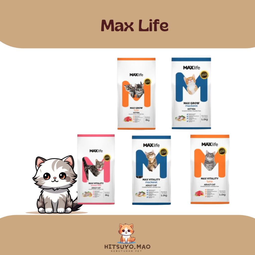 Max Life Dry Food Cat | Makanan Kering Kucing 1kg | Makanan Kucing Adult dan Kitten