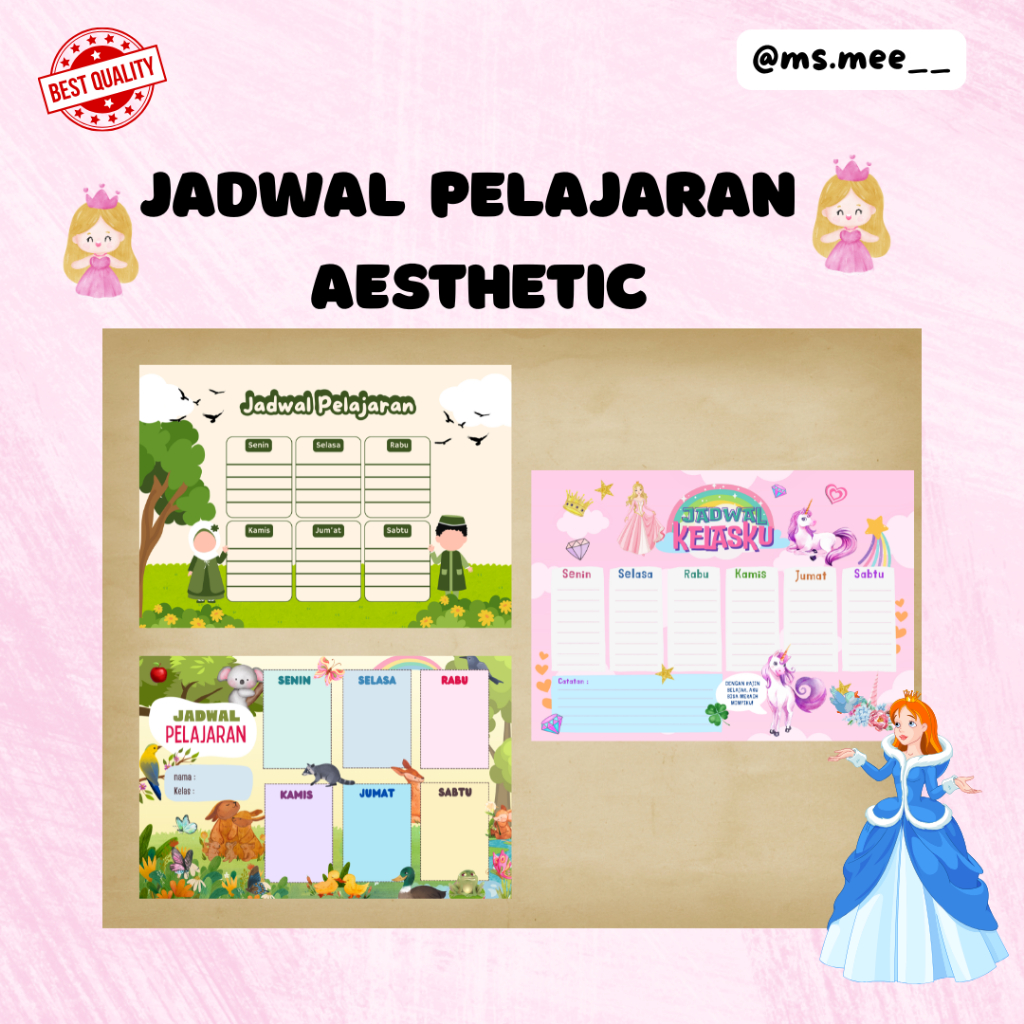 

LEMBAR BELAJAR JADWAL PELAJARAN SEKOLAH AESTHETIC