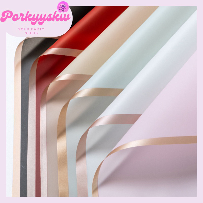 

[Porkyyskw] Kertas Buket Lis Gold/ Kertas Cellophane/ Kertas Buket Bunga/ Kertas Buket Lis Emas per Lembar/ Flower Wrapping Gold Line