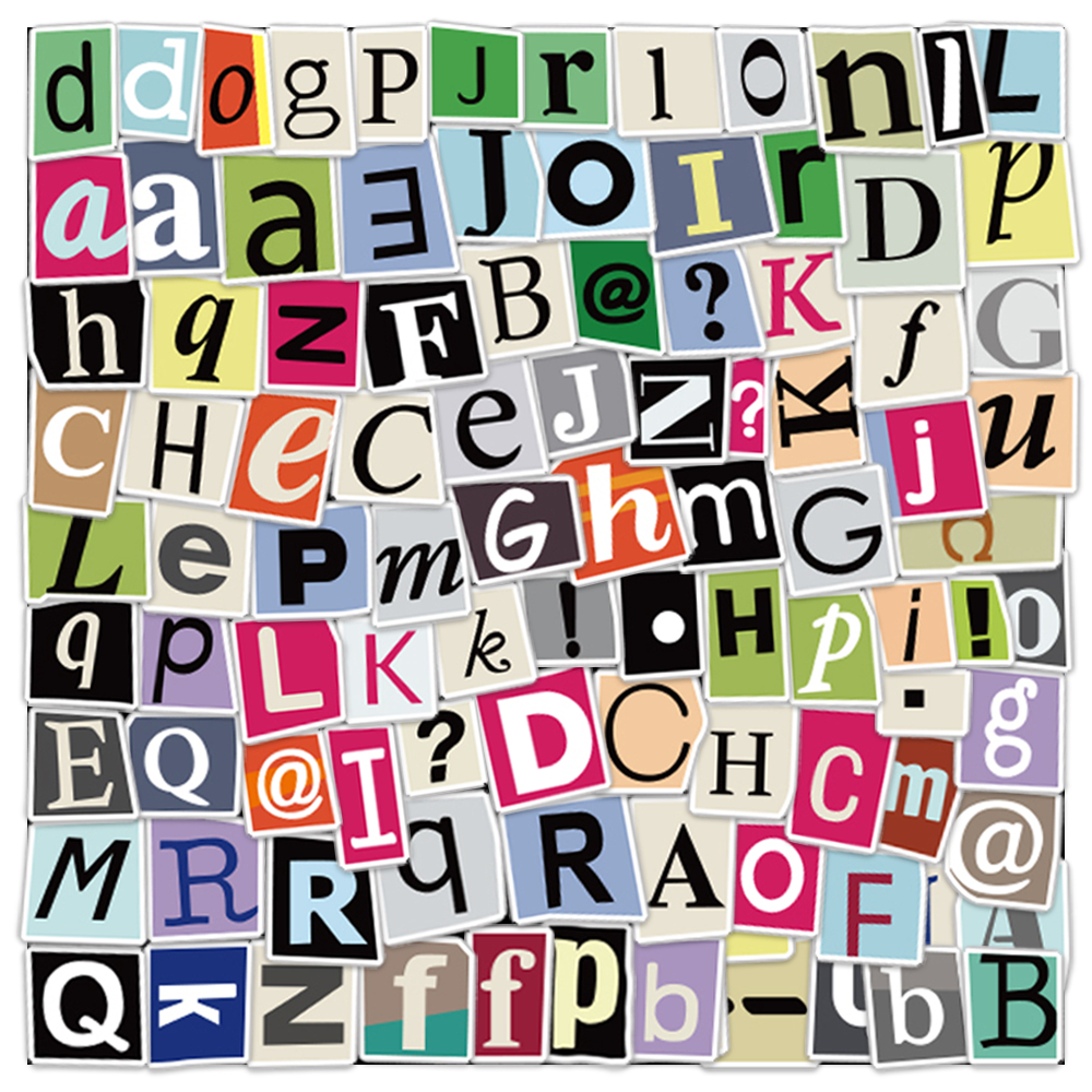 

100pcs Huruf-huruf yang indah Anti Air Stiker Waterproof untuk Motor Helm Buku Journal Koper Casing Laptop Botol Minum Hadiah Anak