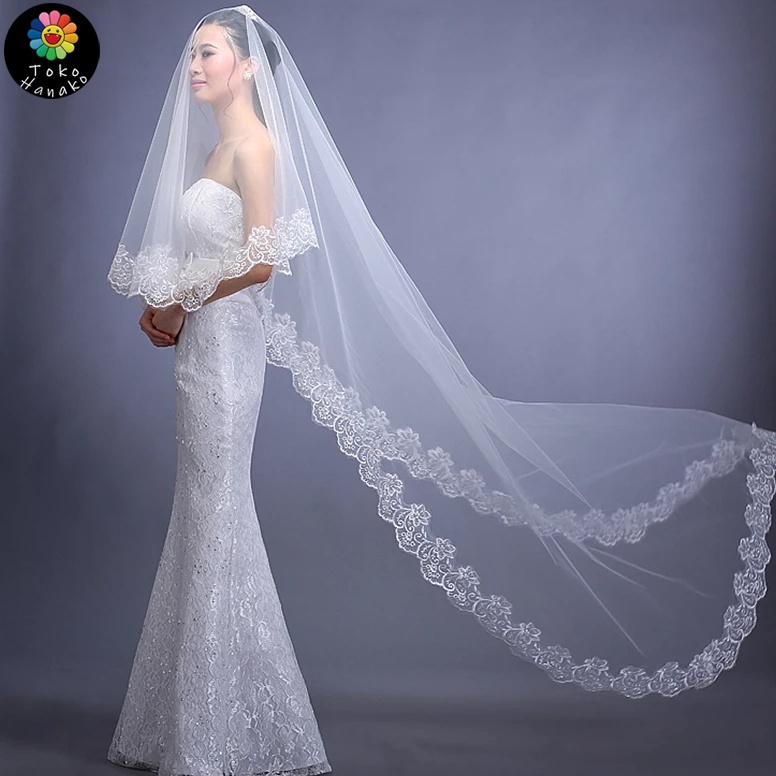 55VIRAL 3 Meters Veil Bride VeilAltar VeilBridal Long VeilBridal Veil For Wedding Party Slayer Weddi