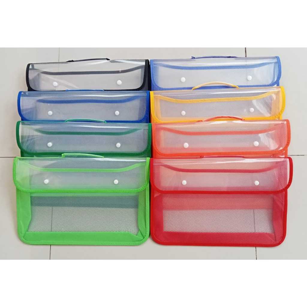 

MAP PLASTIK KANCING 2 JARING FOLIO [F4] / MAP TENTENG DOKUMEN/MAP ZIPPER KANCING/8 WARNA