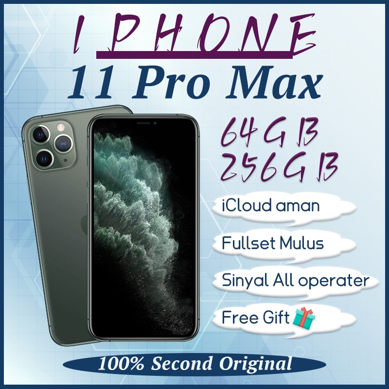 iphone 11 Pro Max Second 64GB 256GB 6.5inch bekas Fulset Sinyal All operater Original Mulus 11promax
