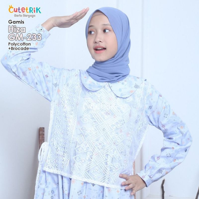 NEW ARRIVAL - CUTETRIK DRESS GAMIS ANAK TANGGUNG PEREMPUAN MEWAH PESTA LEBARAN 2025 HIZA WARNA BIRU 
