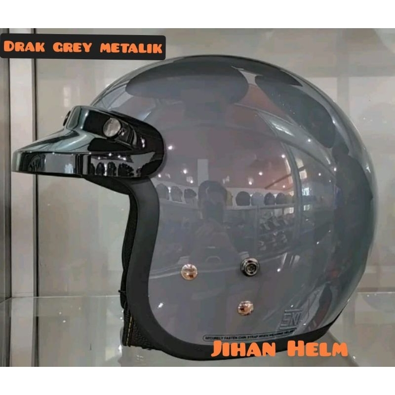 HELM CARGLOSS CFM ORIGINAL SNI / HELM HALF FACE CARGLOSS DARK GREY ORIGINAL TERMURAH