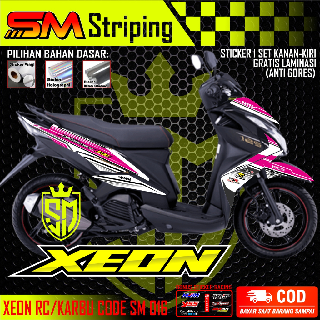 sticker/striping sticker motor yamaha Xeon karbu variasi simpel keren racingXEON KARBU ARS 016