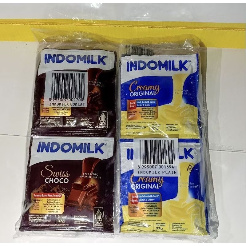 

Indomilk sachet susu kental manis putih & coklat, 1 renteng isi 6 sachet