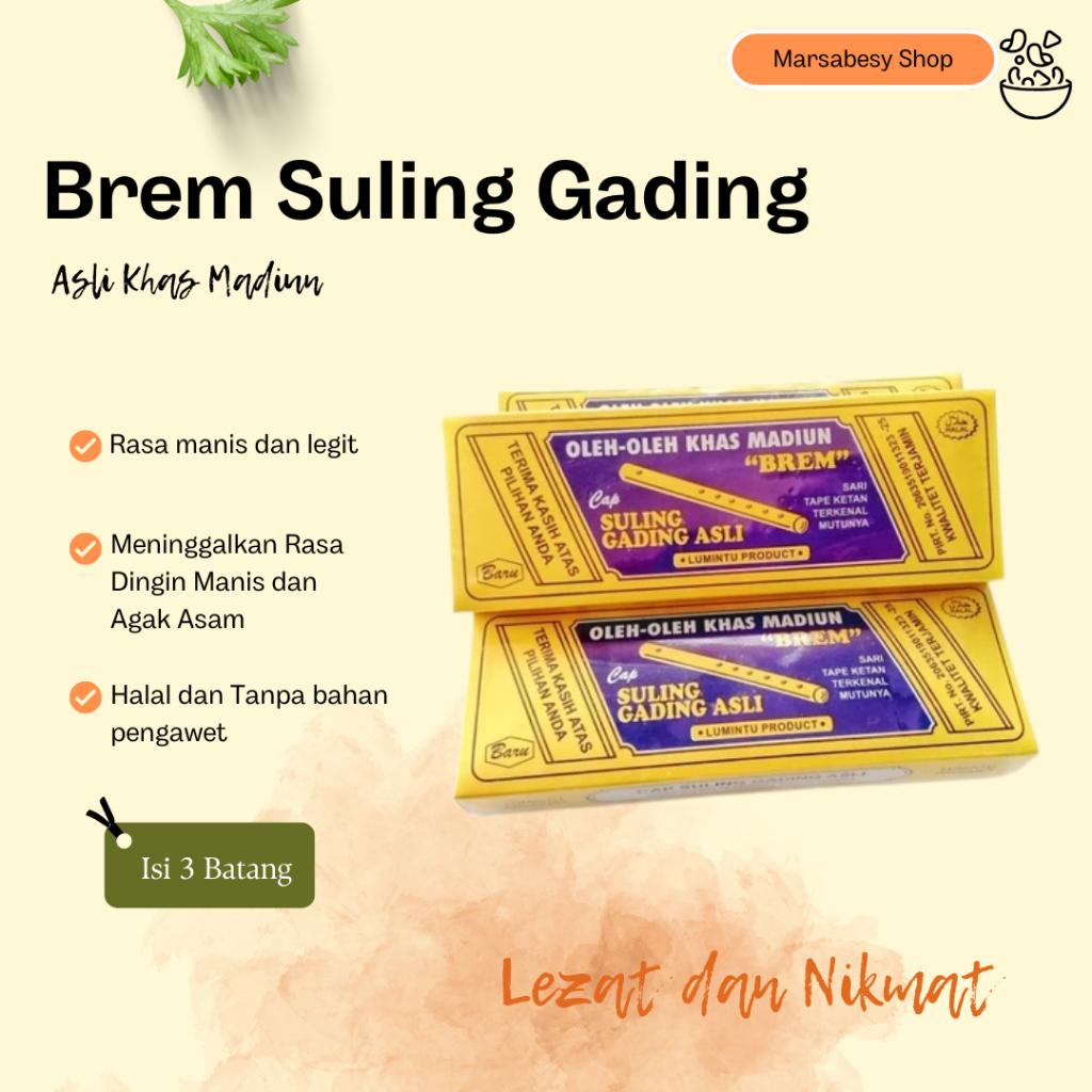 

NEW Brem Madiun isi 3 Cap Suling Gading Oleh Oleh Khas MURAH BERKUALITAS