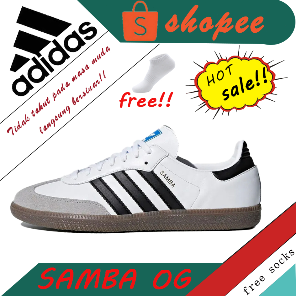 COD Adidas Originals SAMBA OG,Atas yang lembut.Cocok dan nyaman.rendah-atas,Hitam,putih, dan abu-abu