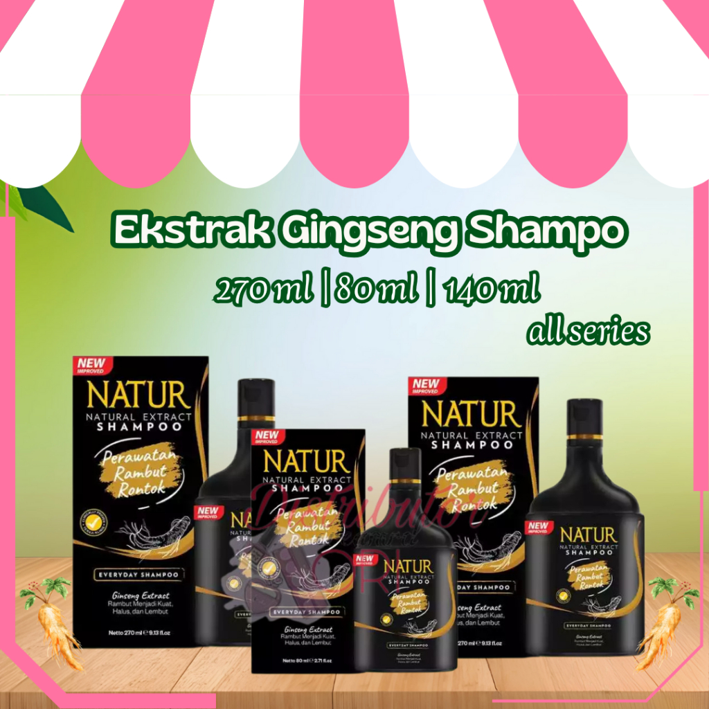 NATUR EKSTRAK GINSENG SHAMPOO 140 ML | 270ML | 80ML HAIR FALL / SHAMPOO GINSENG