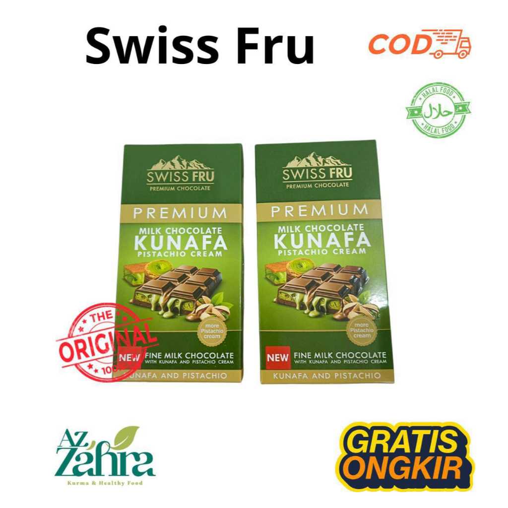 

Cokelat Swiss Fru Premium Dubai – Milk Chocolate Isi Krim Kunafa & Pistachio