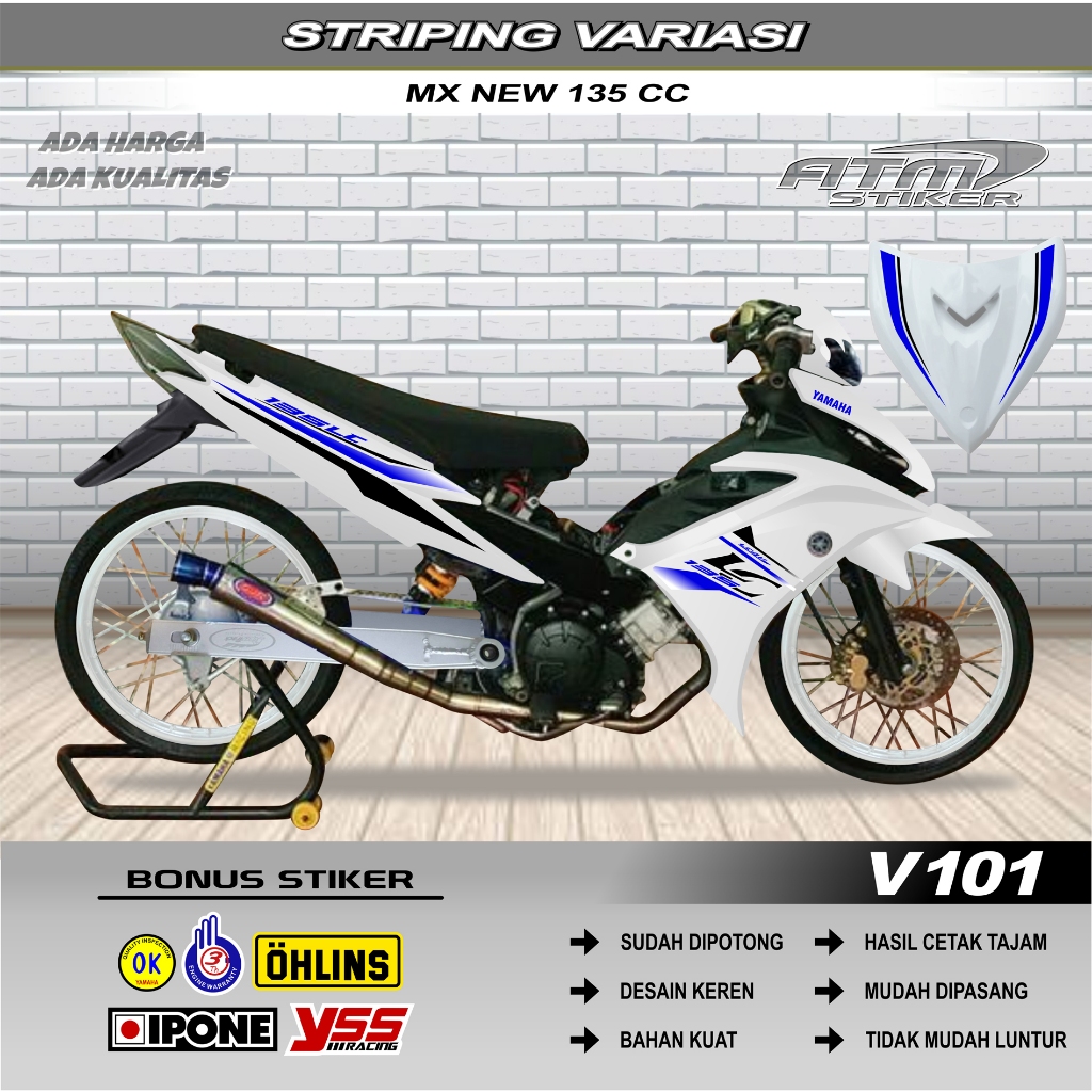 Stiker striping variasi yamaha mx new 135 tahun 2011-2014