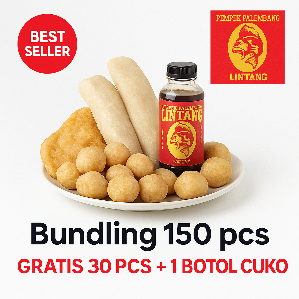 

Pempek Palembang 150 Pcs + Gratis 30 Pcs + Cuko Ikan Fresh, Pempek Kenyal Enak, Bundling Paket Hemat