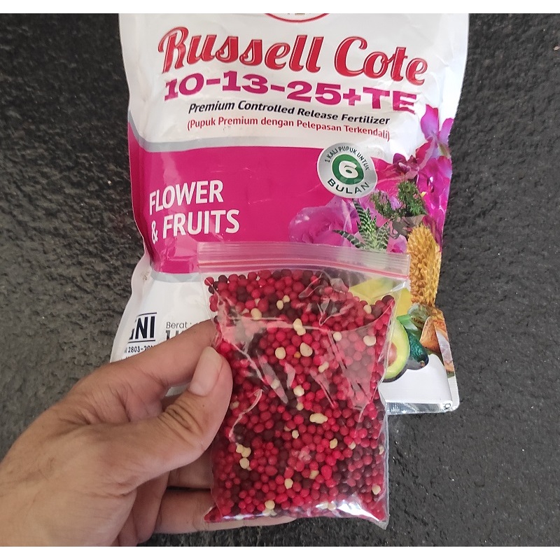 Pupuk Russell Cote 10-13-25+TE Repacking 100 gram, 50 gram | Pupuk Slow Release Russell Cote Mirip O