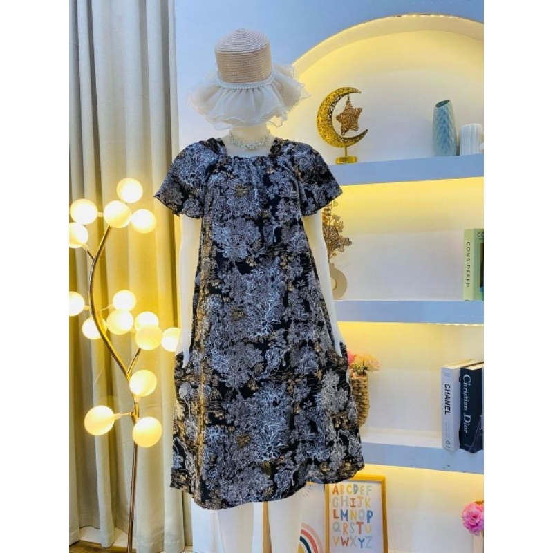 Daster Fuji Hitam Bunga