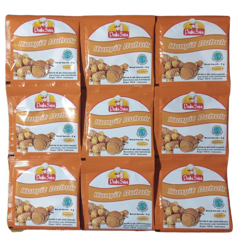 

Kunyit Bubuk Isi 72 Sachet - 4 gram Bumbu Dasar Lezat dan Praktis
