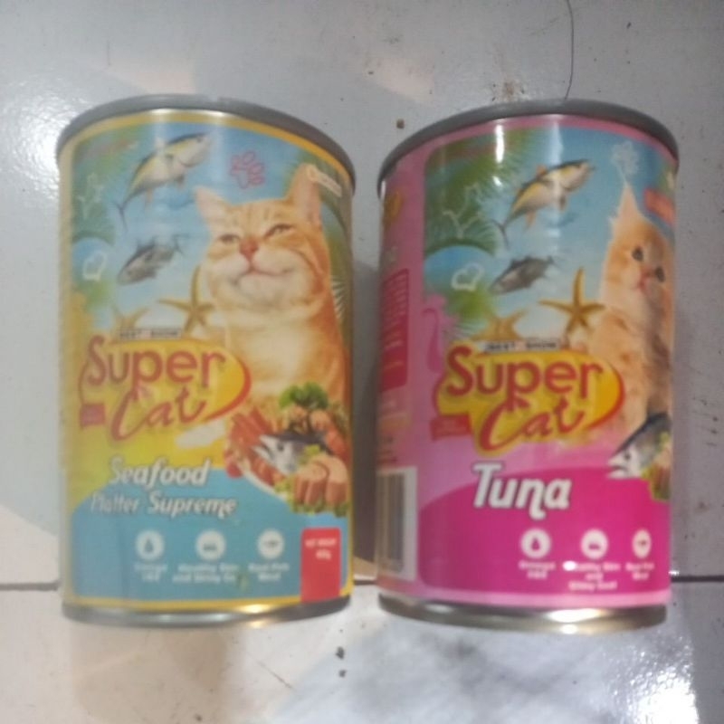 super cat  seafood platter supreme &- tuna adult&, kitten supercat cst food dewasa& baby kitten