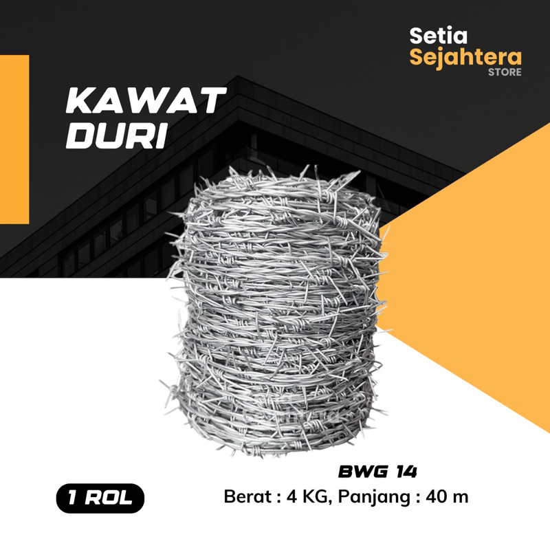Kawat Duri Pagar Galvanis 4 KG 40 meter - 1 rol