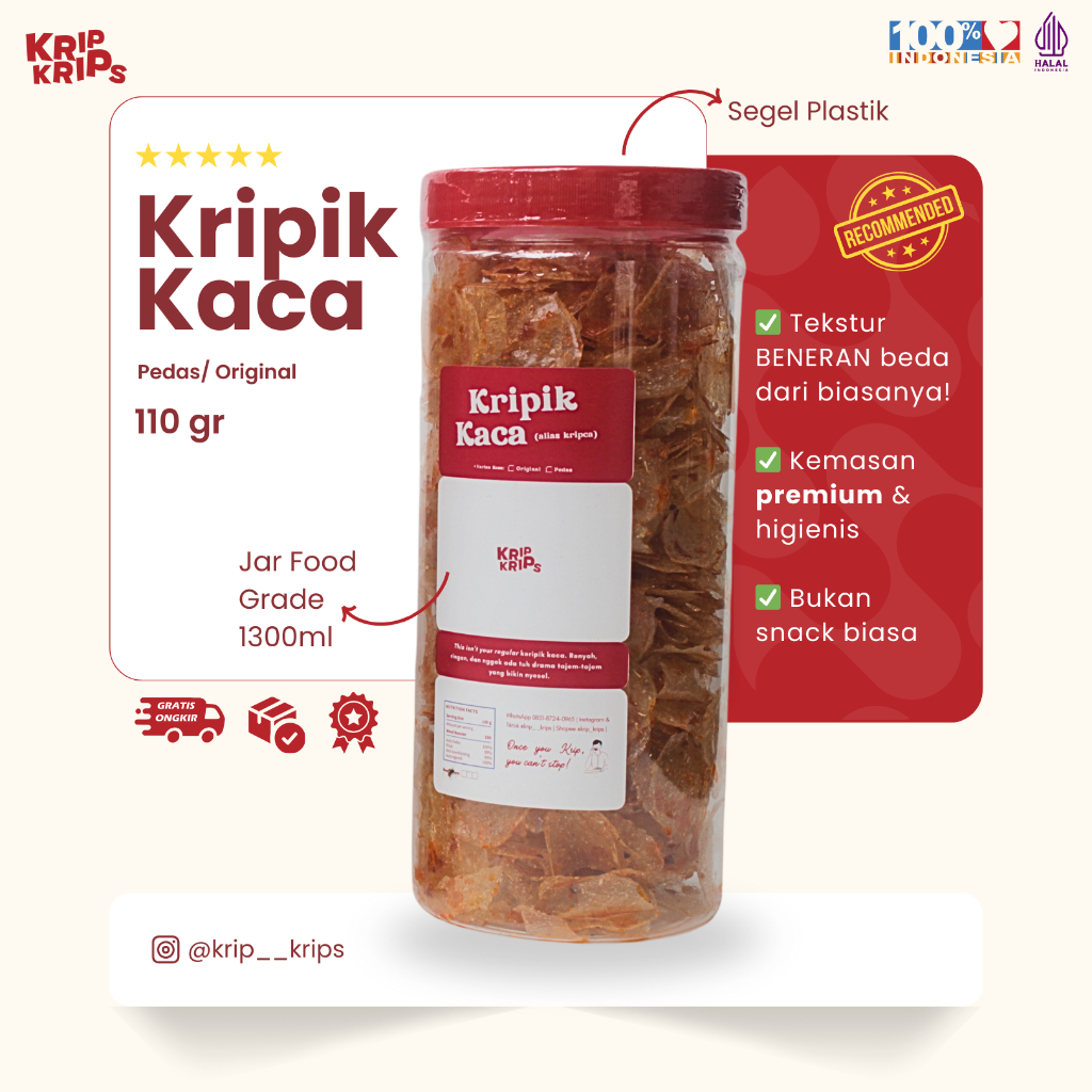 

Keripik Kaca/ Kripca Premium 110 Gram Kemasan Toples - Krip Krips