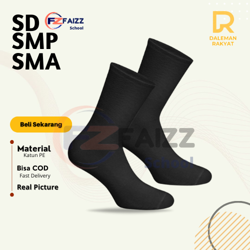 3 Pcs Kaus Kaki Anak Sekolah Polos Hitam Putih SD SMP SMA Bahan katun PE - Kaos Kaki Sekolah Hitam P