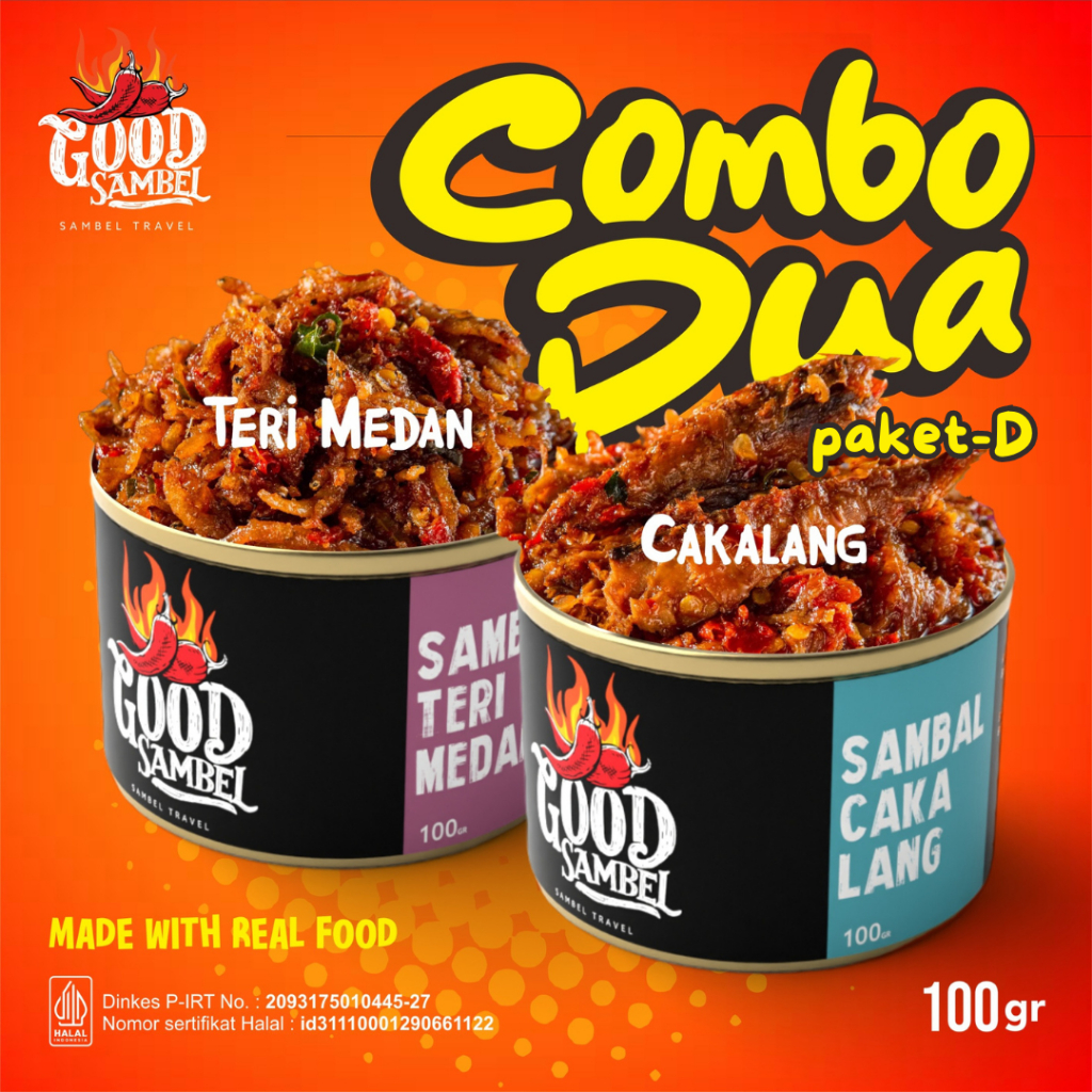 

Combo 2 Kaleng Paket D Sambal Cakalang, Teri Medan Good Sambel 100 G