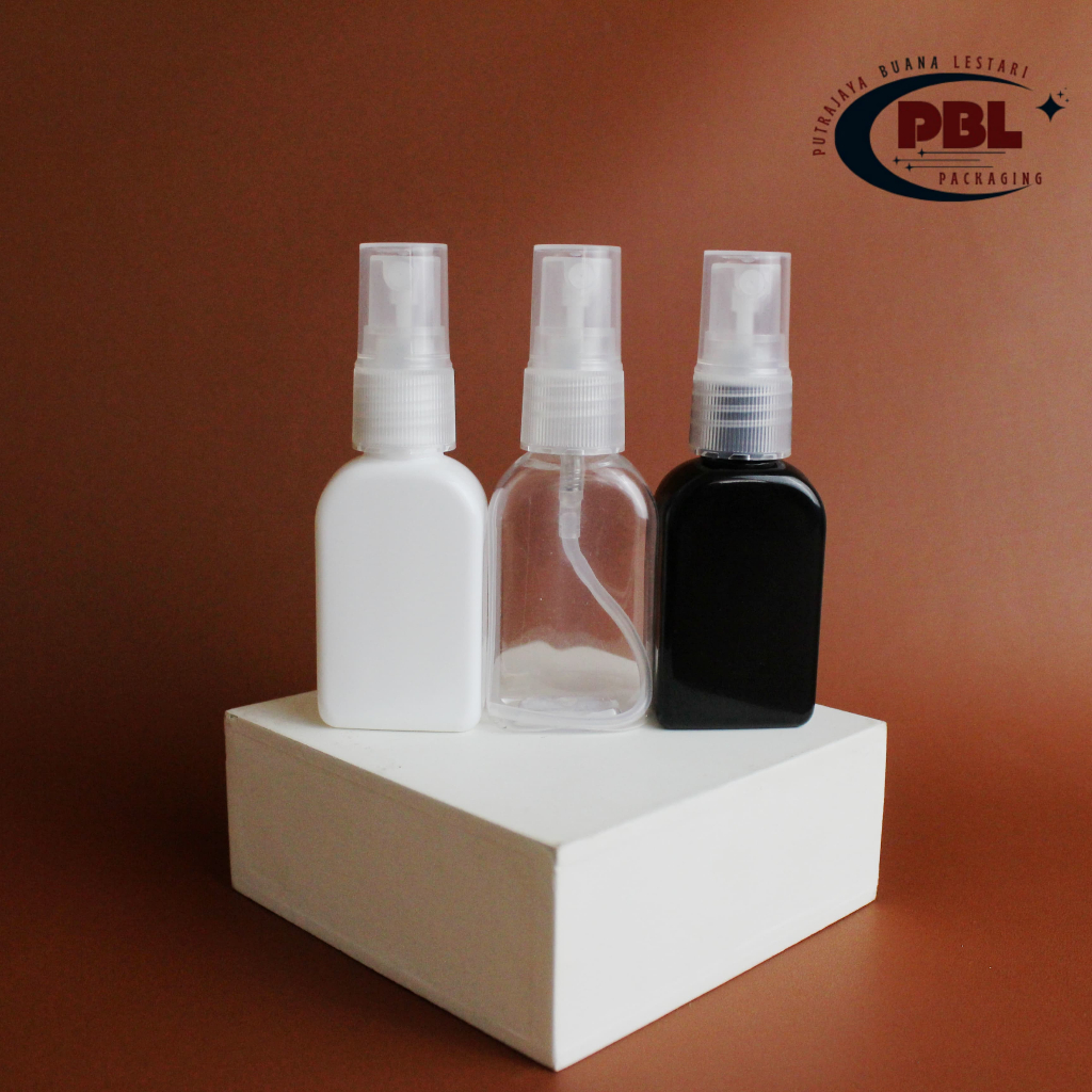 Botol Spray 30ml Kotak PET / Botol Face Mist Spray 30ml Kotak Tebal / Botol Plastik Spray 30ml Kotak