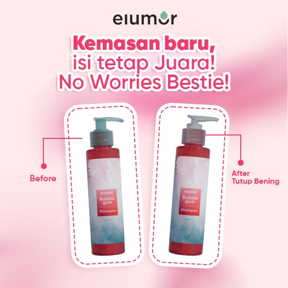2 PCS Elumor Shampoo Non SLS 200ml Bubblegum | Shampo Non SLS untuk Rambut Sehat & Wangi