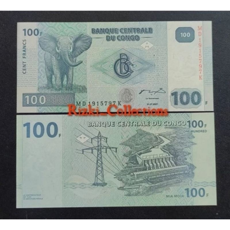 uang asing kertas CONGO 100 FRANCS