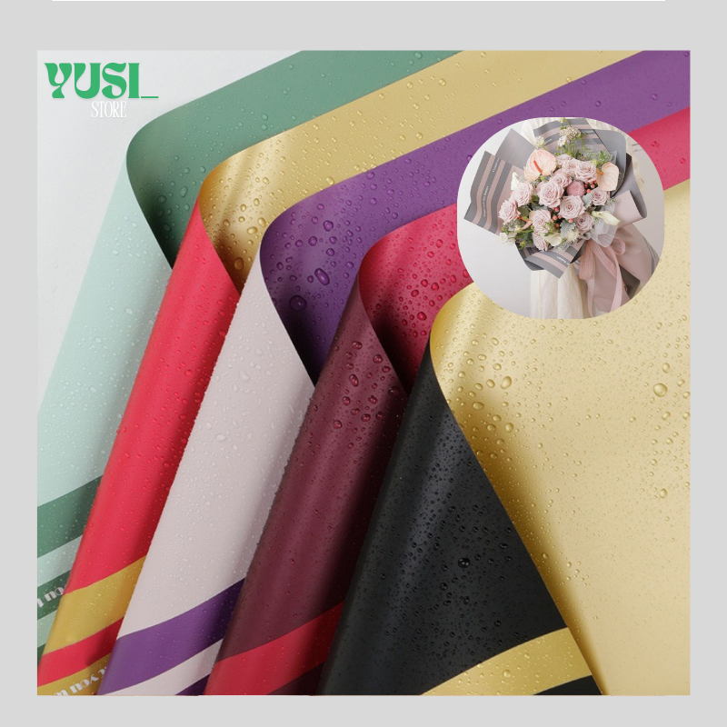 

Flower Wrapping Kertas Buket Gold Line Double Frame Cellophane Hand Bouquet KB086