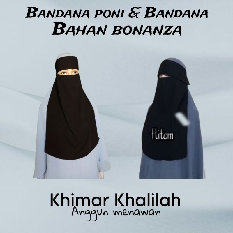 Bandana Instan Poni Bonanza Jetblack – Bandana Hijab Hitam Pekat by Khimar Khalilah