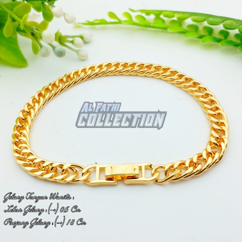 gelang tangan rantai pria dan wanita remaja dan dewasa warna emas 18k