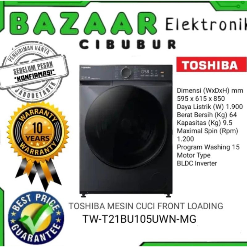 Toshiba TW-T21BU105UWN Mesin Cuci Front Loading