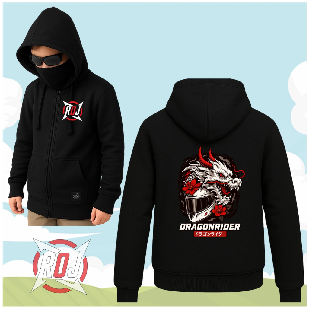 JAKET JEPANG RACING HELL ANAK USIA 4 - 15 TAHUN MOTIF DRAGON NO FEAR