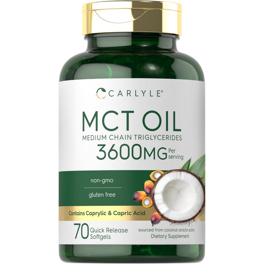 Carlyle MCT Oil 3600mg 70 Softgels Keto Coconut Oil with Caprylic & Capric Acid