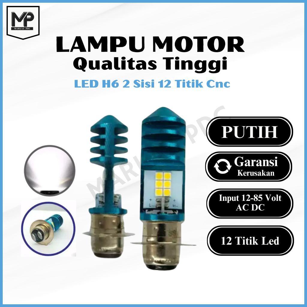 Lampu Motor Led H6 12 Titik Mata / 2 Sisi / Original