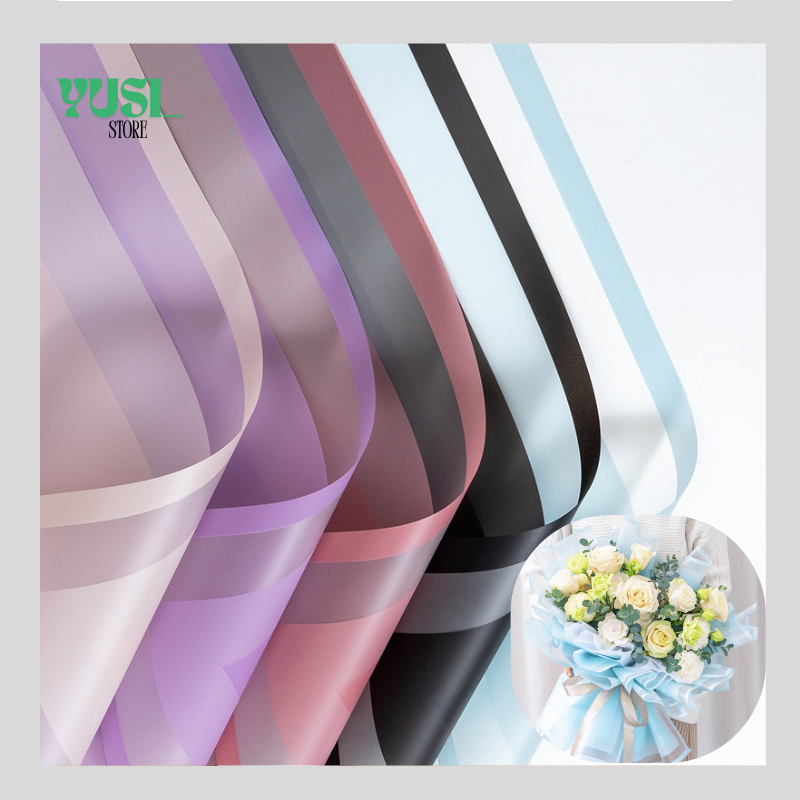 

20 LEMBAR Kertas Buket Bunga Double Frame Color Flower Wrapping Paper Celophane KB122