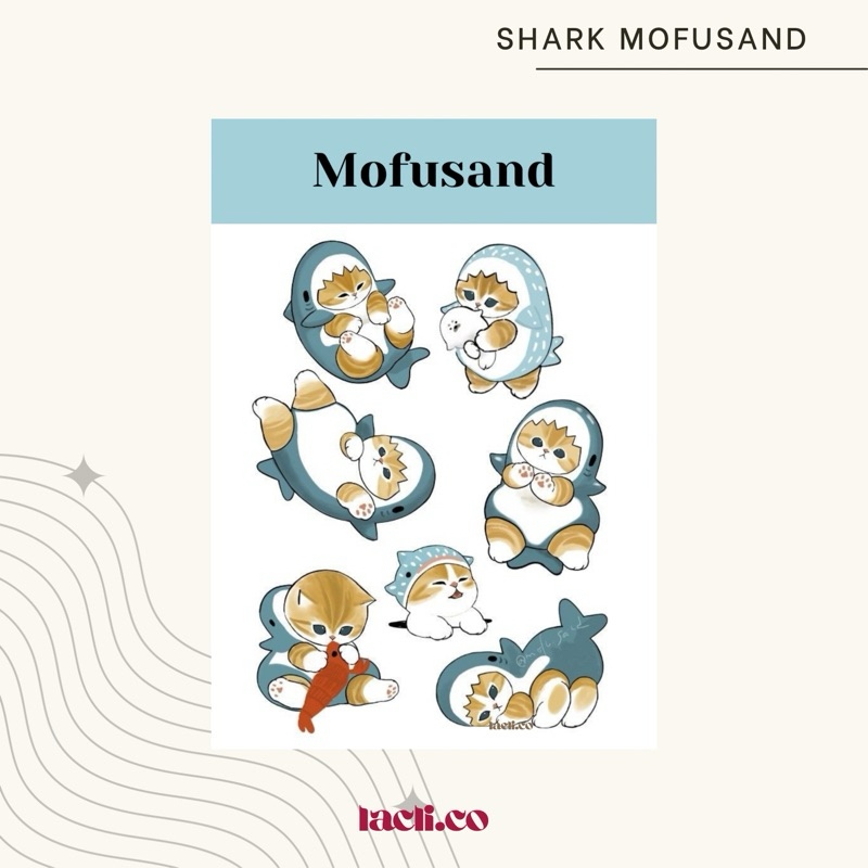 

STICKER SHEET Mofusand shark cute aesthetic untuk jurnal, dekorasi, phonecase, ipadcase