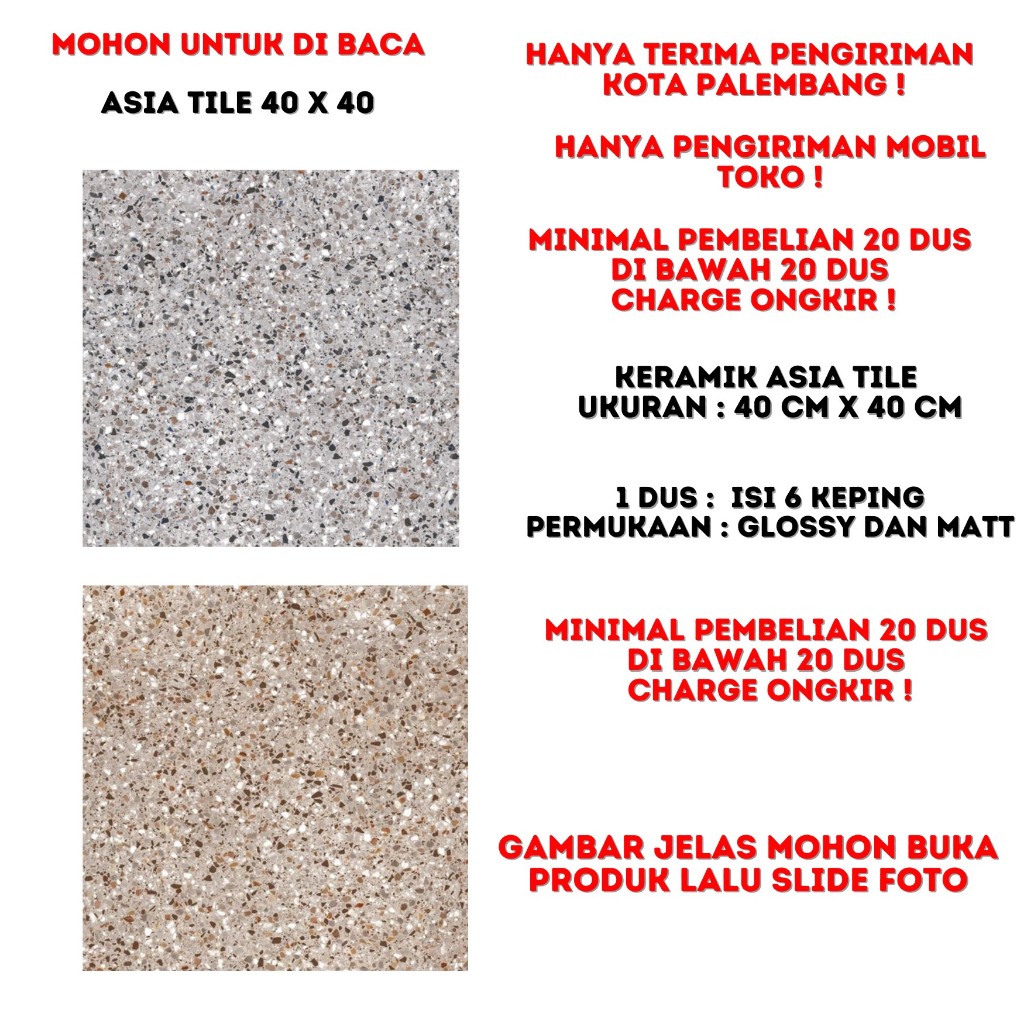 KERAMIK MERK ASIA TILE LICIN / KASAR / EMBOS