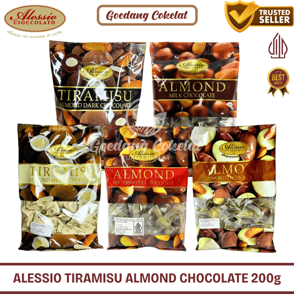 

Alessio Almond Chocolate Tiramisu Dark White Bittersweet Coklat Malaysia Singapore 200g