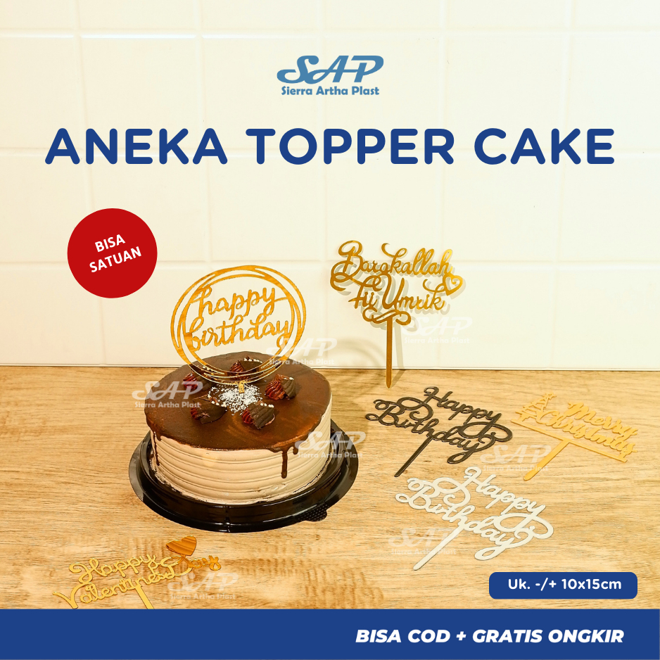 1 PCS / SATUAN - ANEKA TOPPER KUE TART / CAKE TART UCAPAN HAPPY BIRTHDAY / BARAKALLAH FII UMRIK / HA