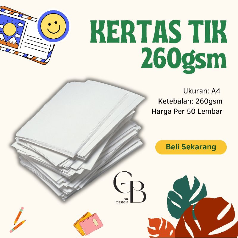 

Kertas Art Cartoon (Karton) TIK Tebal 260gsm A4 1 Pack (50 Lembar)
