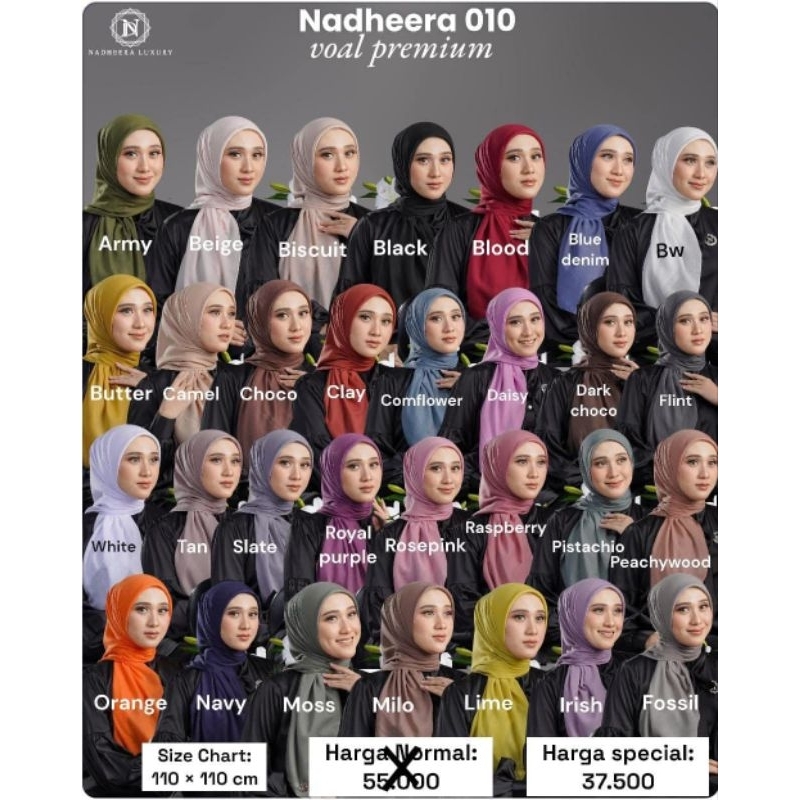 N010 nadheera hijab voal polos hijab voal premium nadheera✅nadheera010
