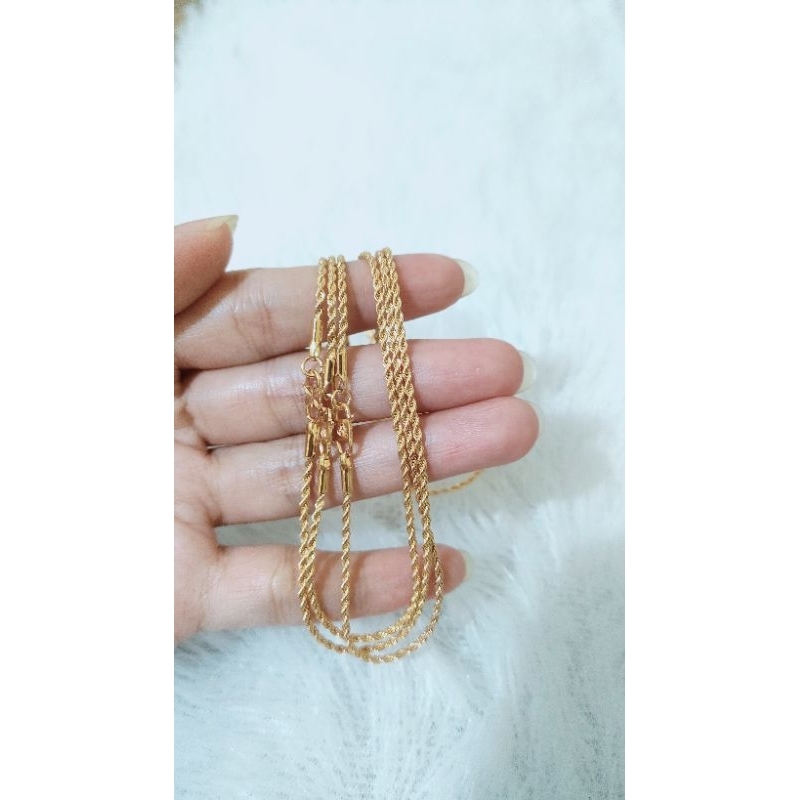 Kalung yaxiya tambang panjang 45cm berlapis emas tidak berkarat