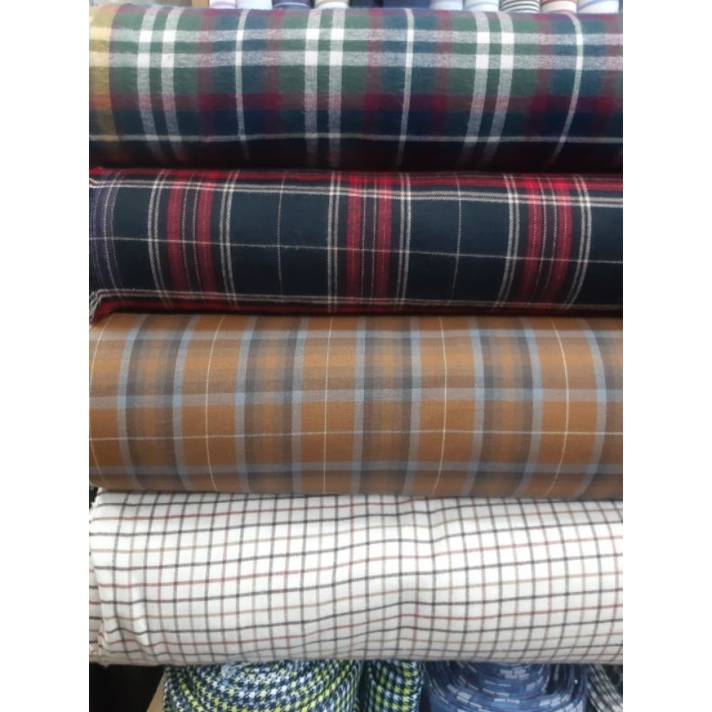 Kain katun flanel/Bahan katun motif salur/Bahan kemeja/Katun import/Kemeja