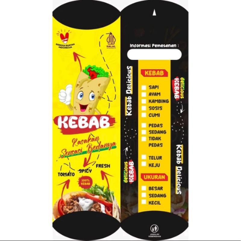

KEMASAN KEBAB MURAH/KANTONG KEBAB/KOTAK KEBAB/Bungkus kebab besar/100 pcs kemasan kertas kebab dus kebab gambar karakter ukuran 24 x 9