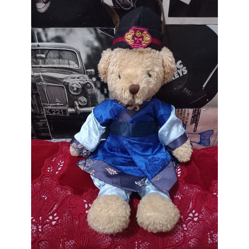 Boneka Teddy Bear kostum pengantin hanbok pria ori teddy museum preloved