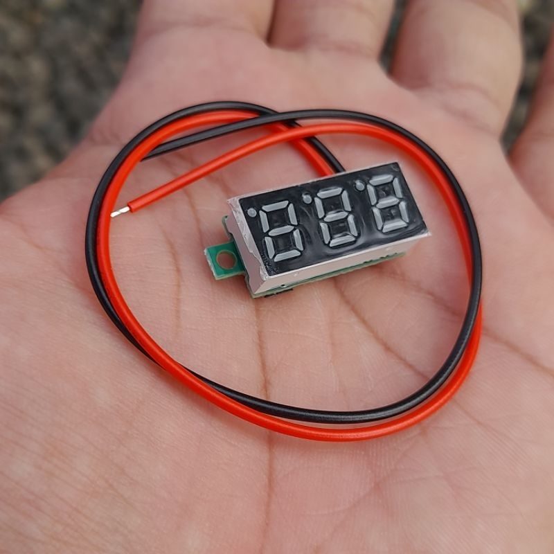 Voltmeter Merah Mini 0.28 inch 2 Kabel DC 2.5V-30V