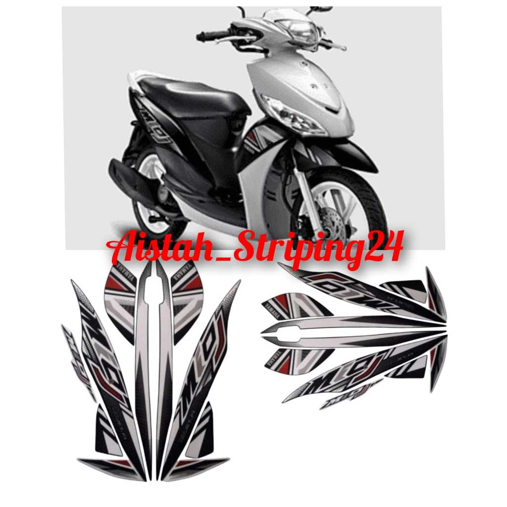 STIKER STICKER STRIPING FULL SET LIS LIST BODI YAMAHA MOTOR MIO J TAHUN 2012 WARNA HITAM