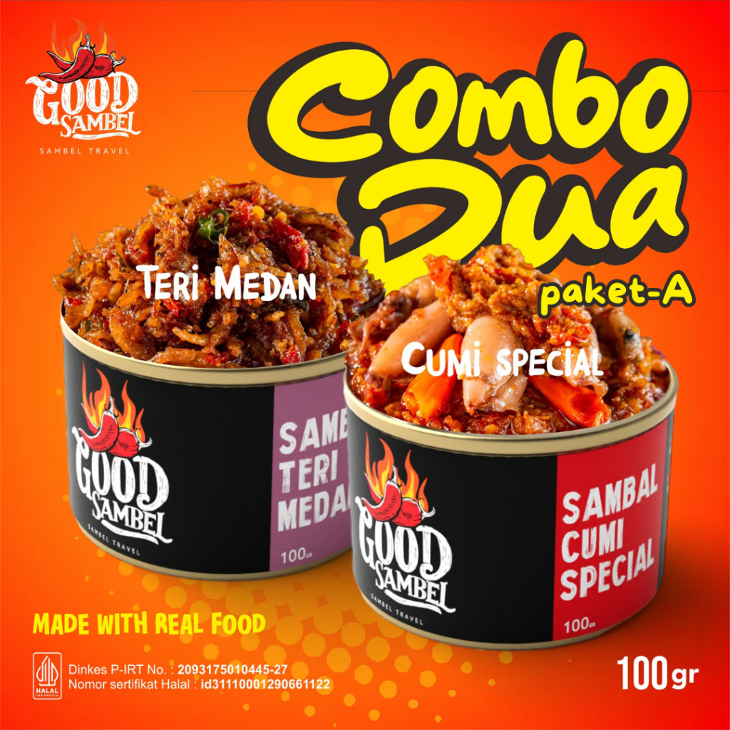 

Paket A Combo 2 Kaleng Sambal Cumi Spesial & Teri Medan - Paket Sambel Kaleng Enak Pedas Praktis