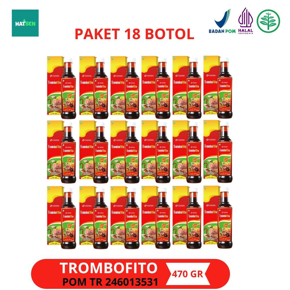 

Trombofito 18 Botol - Sherin Madu Angkak Sari Kurma Trombofito Solusi Atasi DBD 470 gram